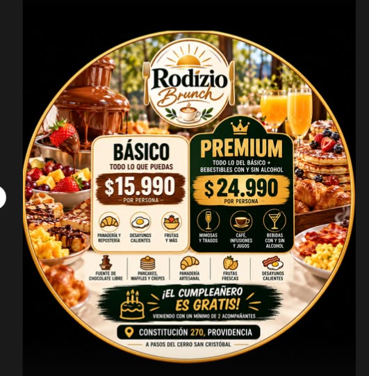 Pases oficiales Rodizio Brunch Básico y Premium